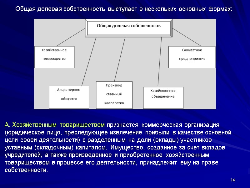 14      Общая долевая собственность выступает в нескольких основных формах: